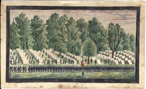 Lot 63: Watercolor painting, Civil War Encampment