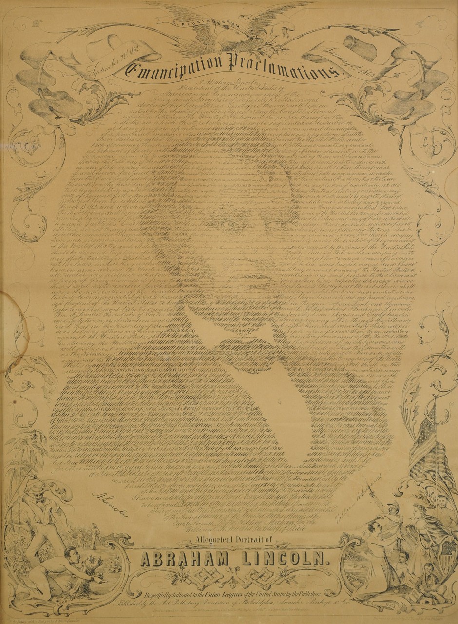 Lot 653: Lincoln "Emancipation Proclamations" Lithograph
