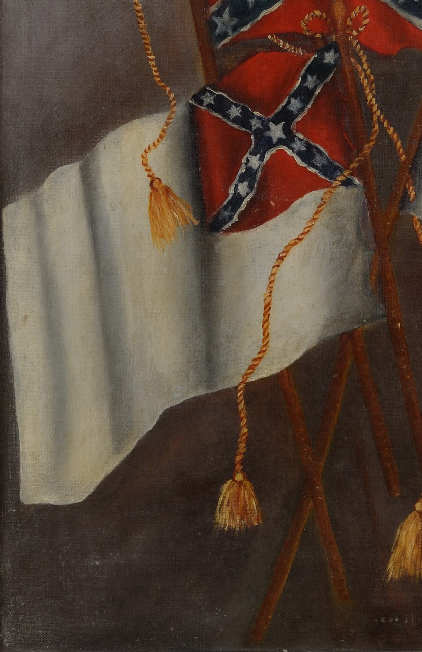 Lot 65: Confederate Flag Oil on Canvas