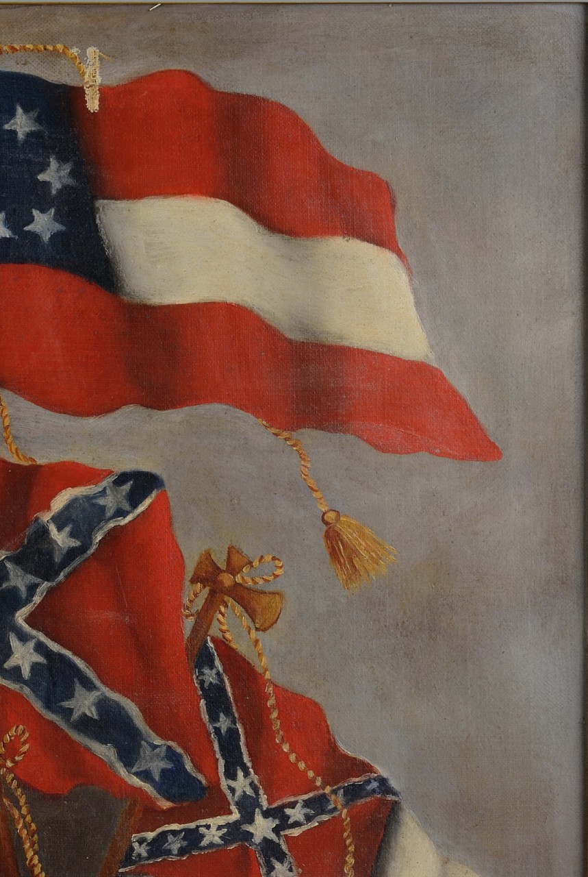 Lot 65: Confederate Flag Oil on Canvas