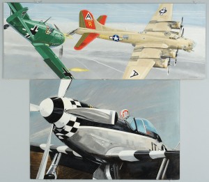 Lot 671: James Caulfield WWII Era Airplane Paintings