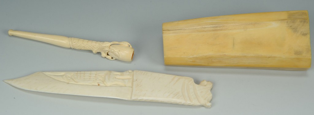 Lot 687: Grouping of Carved Inuit Walrus and Ivory Items