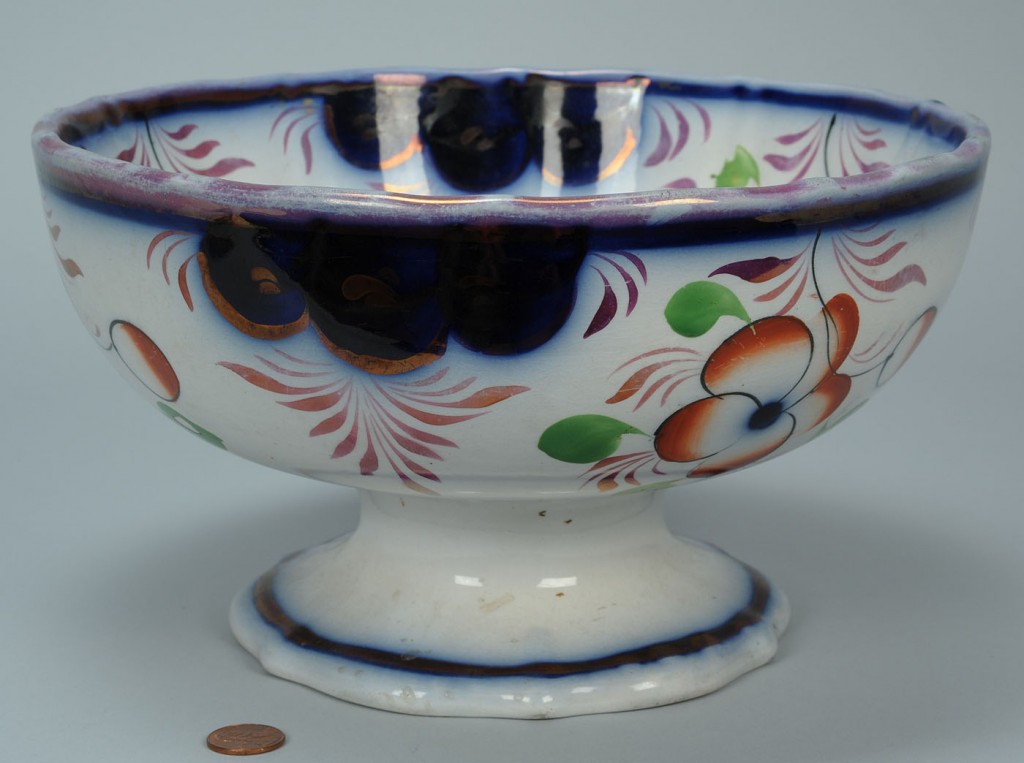 Lot 694: Large gaudy ironstone footed bowl