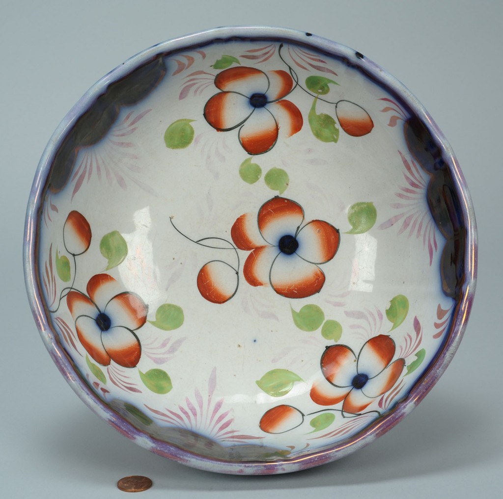 Lot 694: Large gaudy ironstone footed bowl