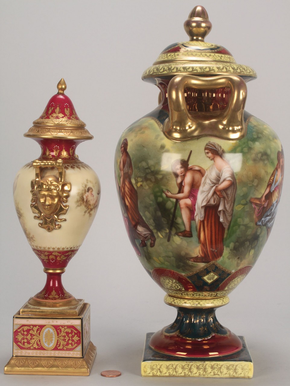 Lot 696: 2 Royal Vienna Covered Urns, one signed