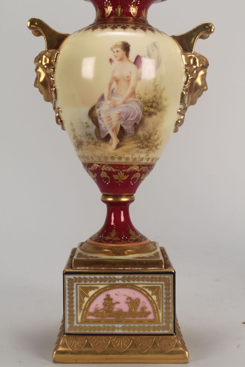 Lot 696: 2 Royal Vienna Covered Urns, one signed