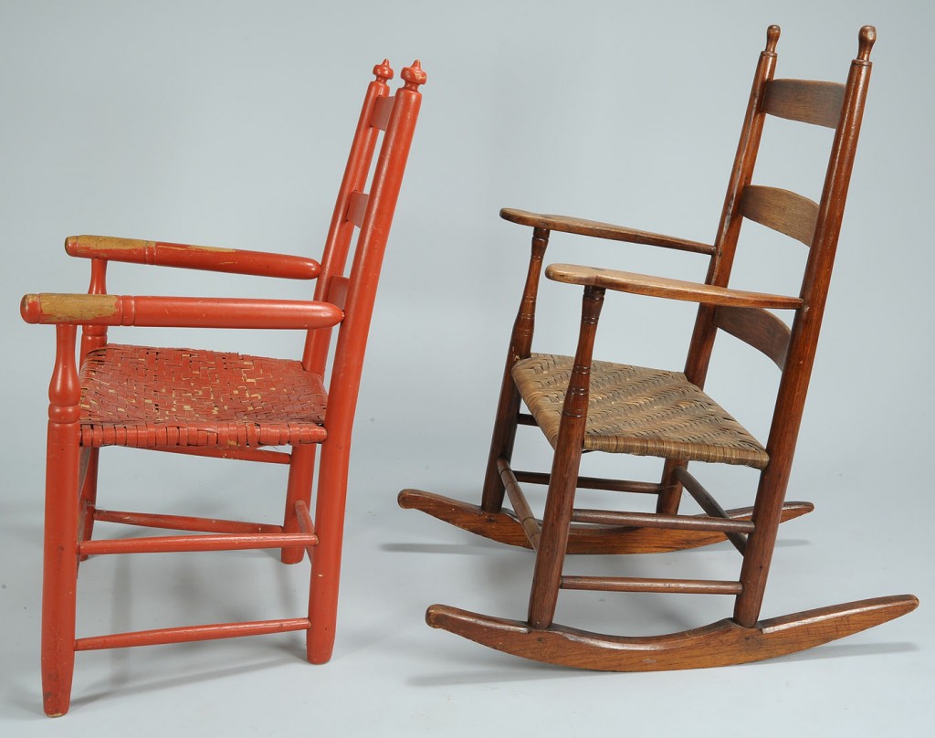 Lot 704: Tennessee Turned Ladderback Chair and Rocker