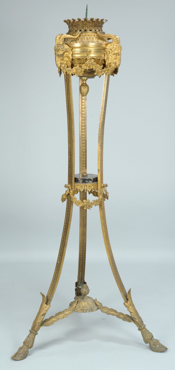 Lot 708: Neoclassical style torchiere or pricket stand, 47"