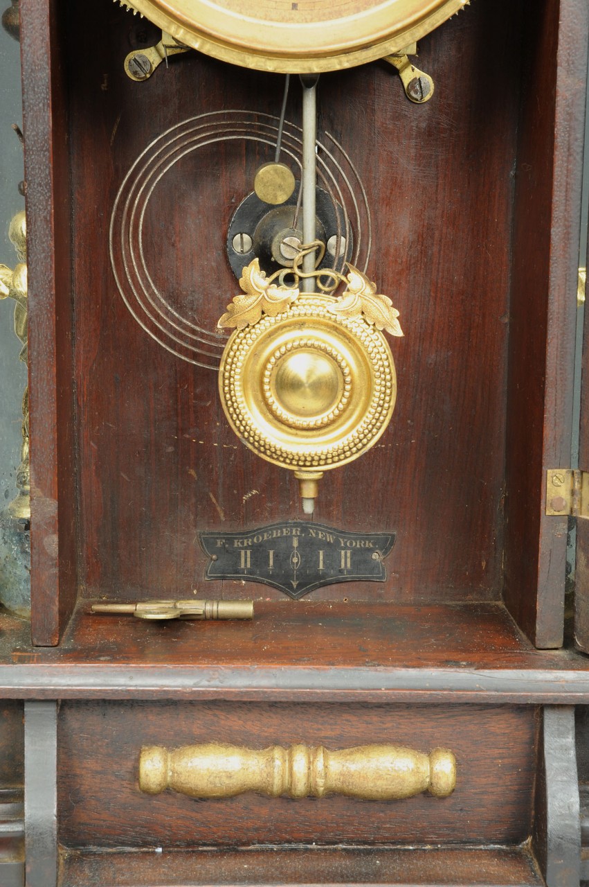 Lot 715: F. Kroeber  Mirror Side  Shelf Clock