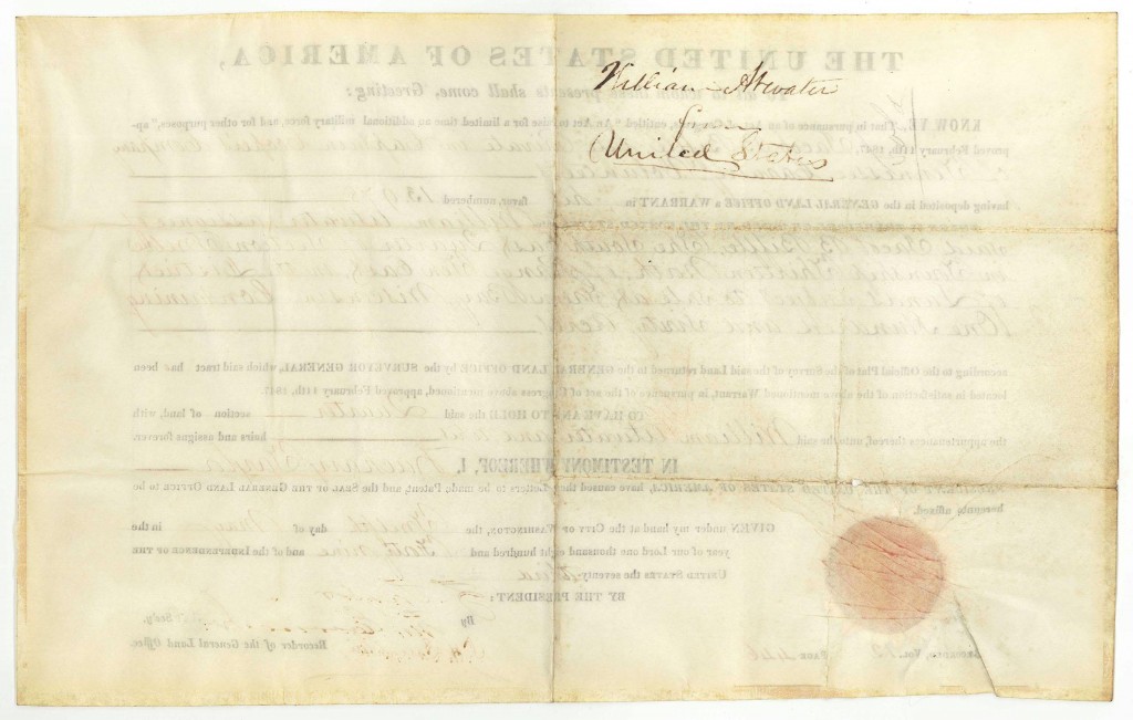 Lot 71: Zachary Taylor land grant to Jacob Biffle, CSA