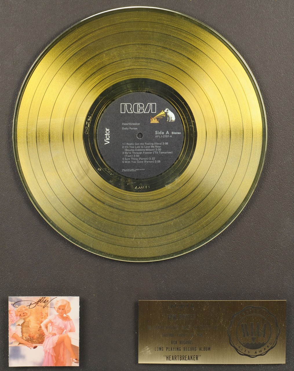 Lot 738: Dolly Parton Gold Record w/ Presentation Plaque