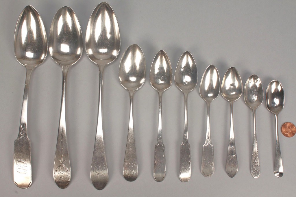 Lot 748: 10 Federal Silver Spoons, incl. NY