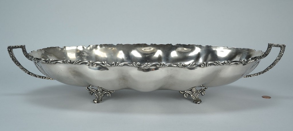 Lot 750: Monumental Mexican Sterling Centerpiece Dish