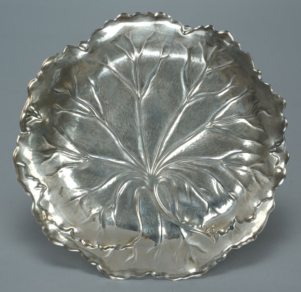 Lot 751: Large International Sterling Leaf Form Dish