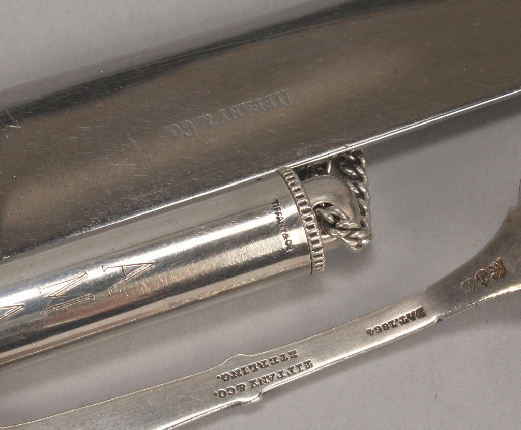 Lot 754: Sterling Tiffany Items: pen light, Medallion spoon