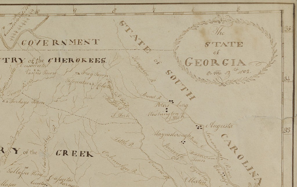 Lot 75: 1802 Hand drawn map of Georgia