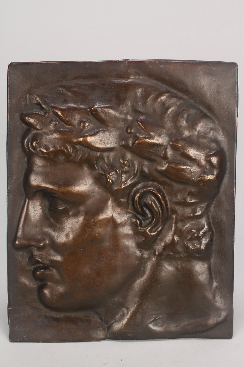 Lot 766: V.D. Brenner Bronze Portrait Plaque & Roman portra