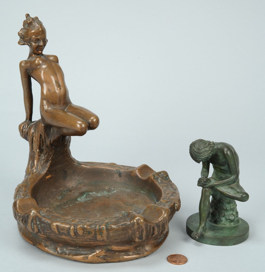 Lot 767: Two Small Sculptures, including Spinario & ashtray