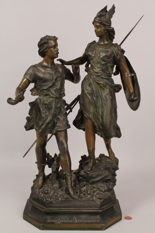 Lot 768: Bronze sculpture, "Siegfried and Brunehilde"