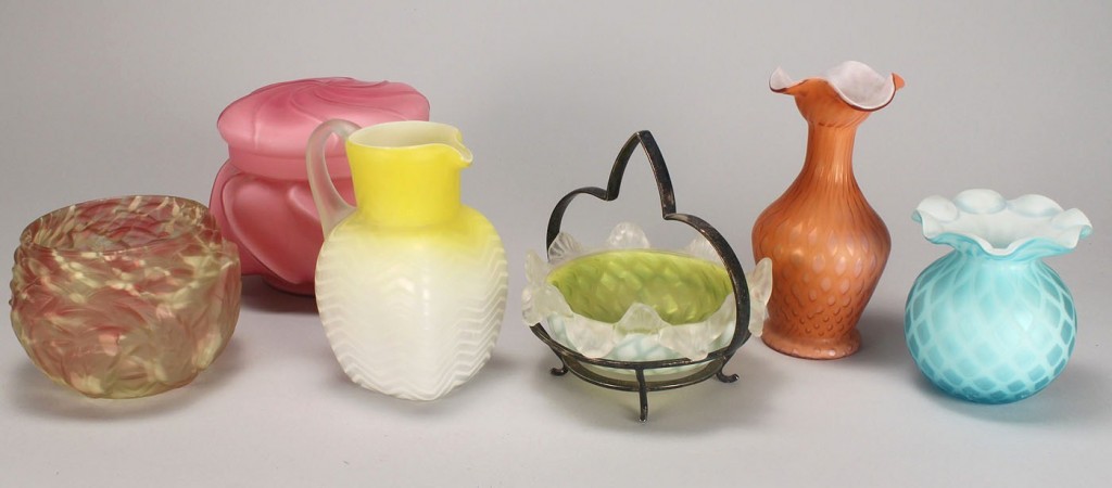 Lot 779: Group of 6 Satin Glass Items
