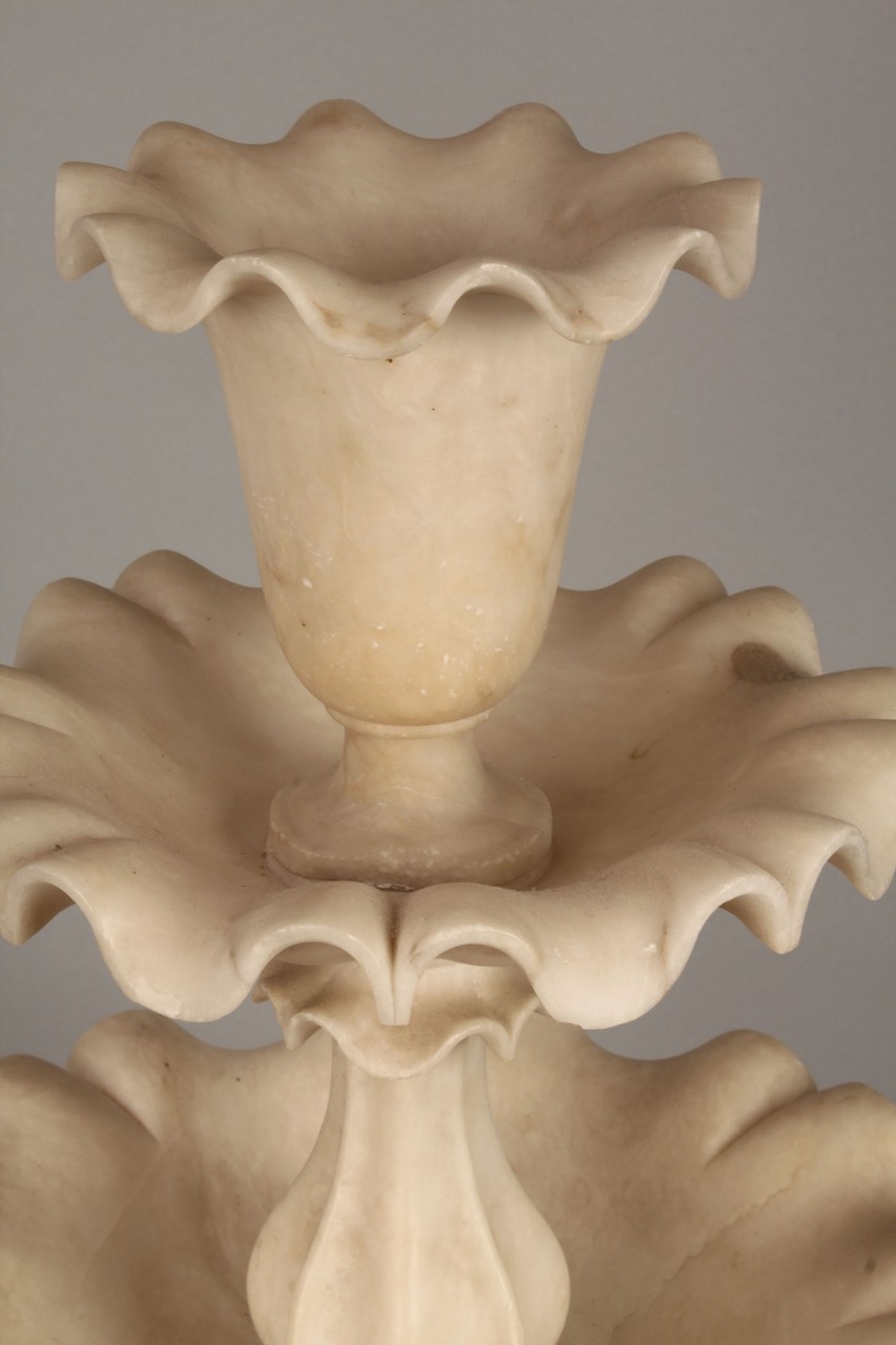 Lot 787: Carved Alabaster Tiered Centerpiece