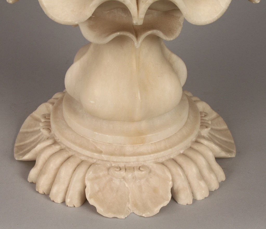 Lot 787: Carved Alabaster Tiered Centerpiece