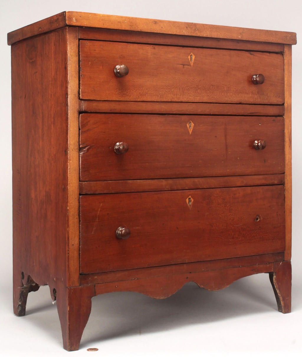 Lot 79: Southern Cherry Miniature Chest of drawers