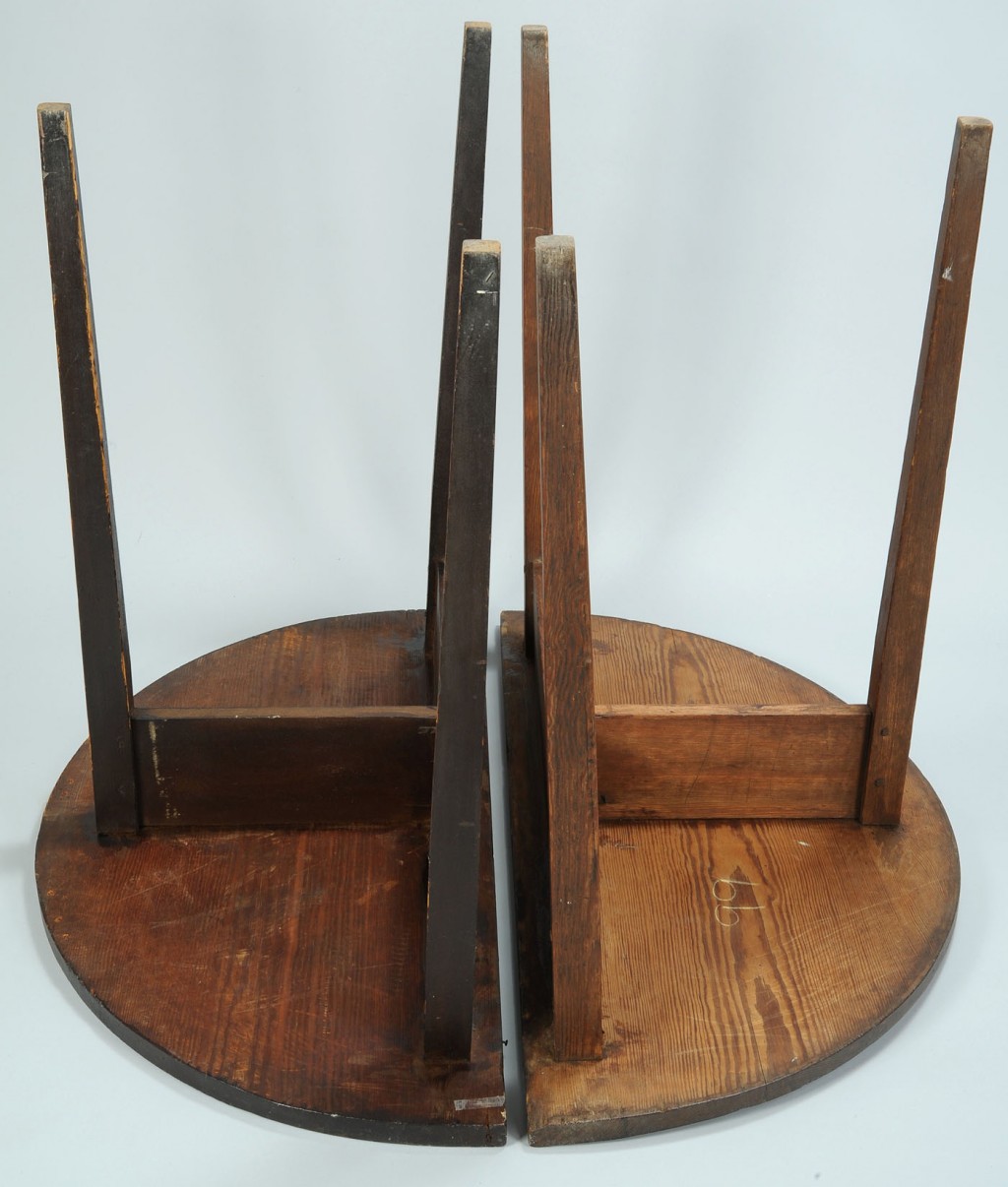 Lot 84: Southern Pair of Yellow Pine Half Round Tables, GA
