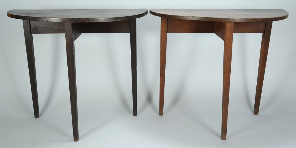 Lot 84: Southern Pair of Yellow Pine Half Round Tables, GA