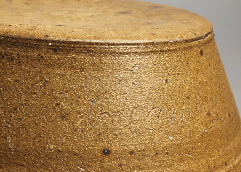 Lot 92: Rare Middle TN Pottery Rundlet,  J. Crawley, 1851