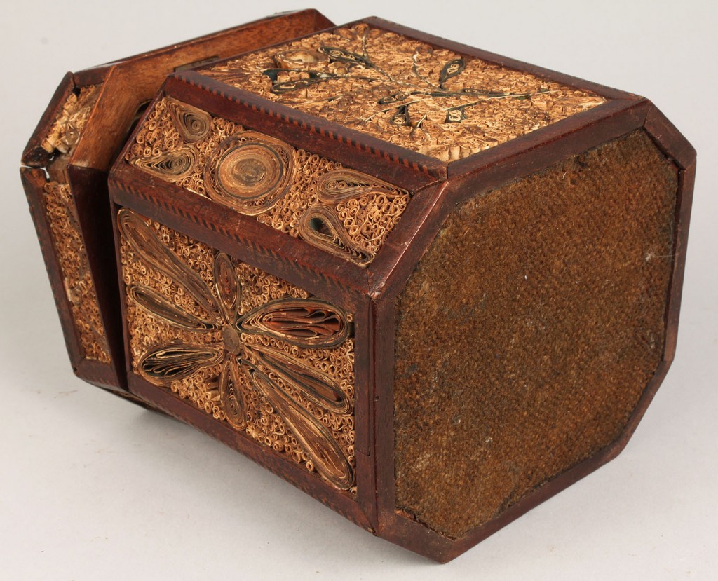Lot 99: Quillwork box or tea caddy octagonal