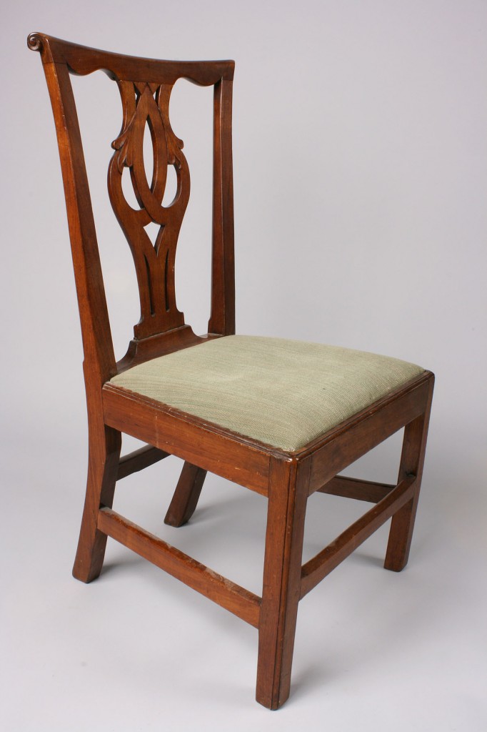 Lot 109: Pair of British  Chippendale Side Chairs w/ MESDA label