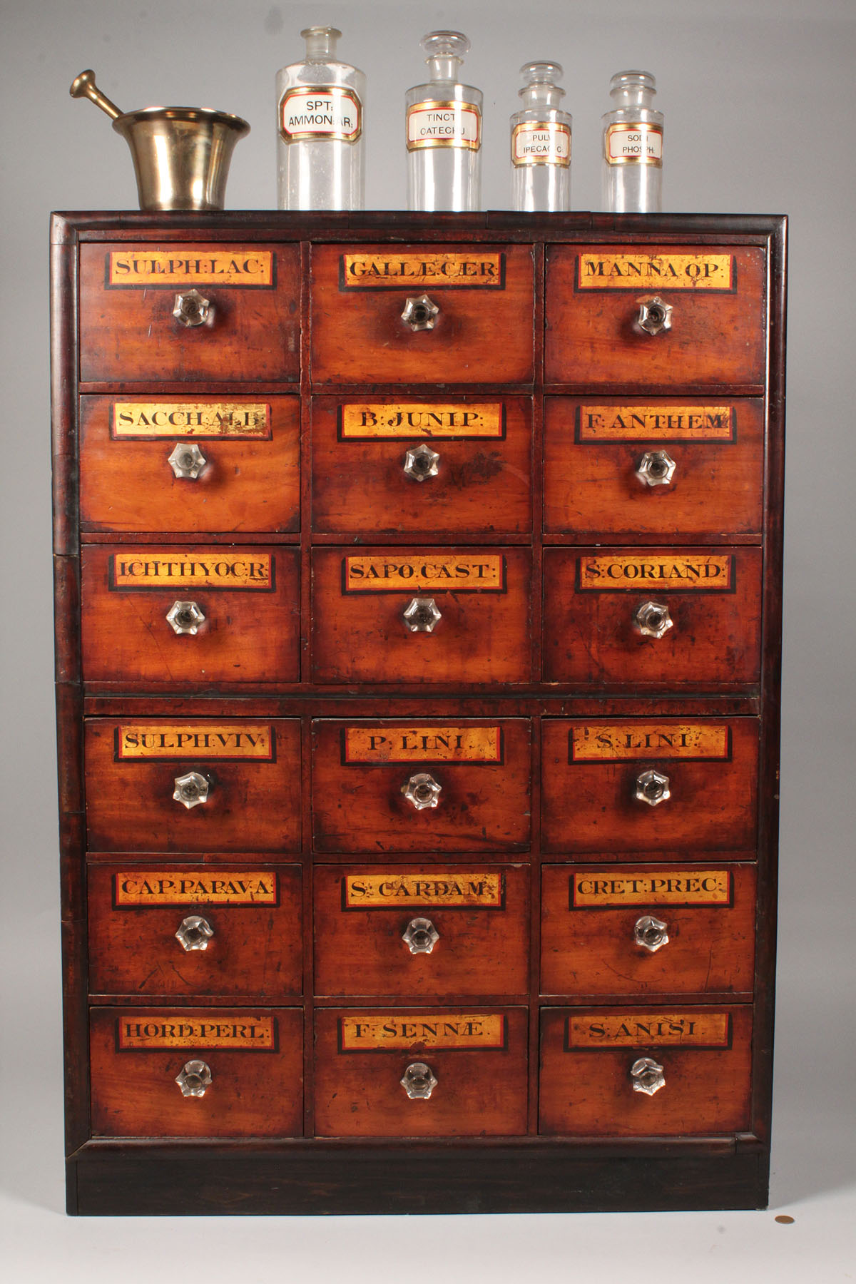 Lot 111: Apothecary Cabinet w/ Apothecary Items | Case Antiques