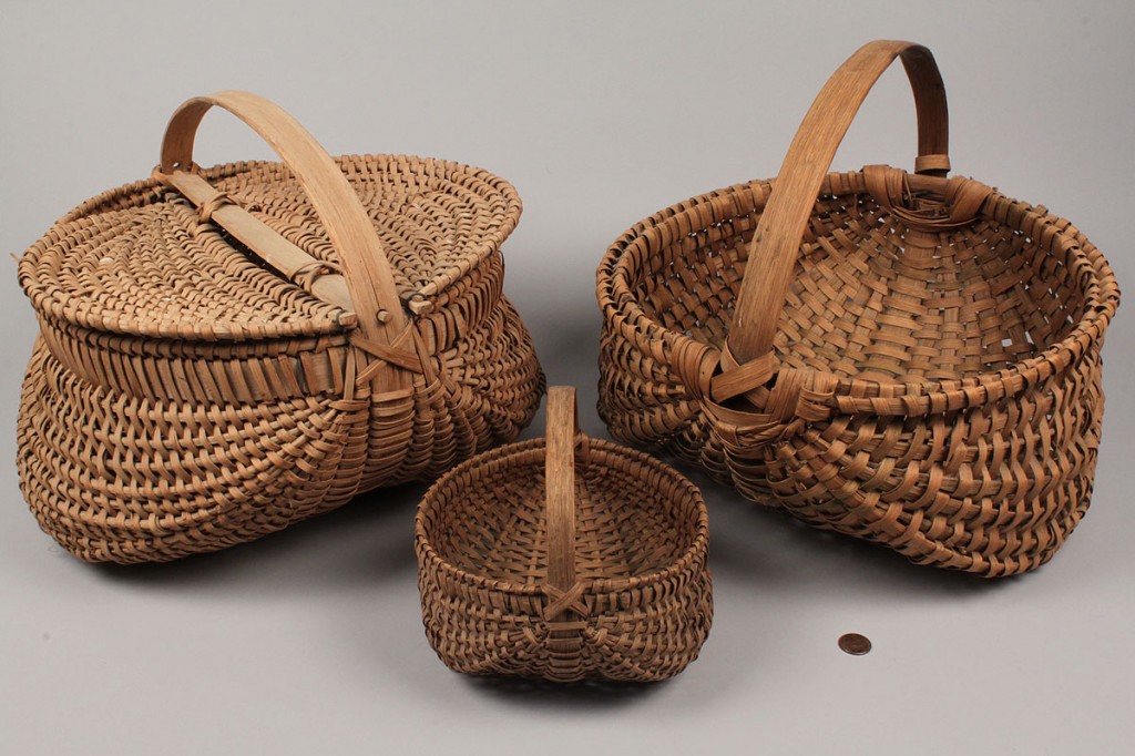 Lot 136: Three East TN split oak baskets, prob. Hawkins Co.