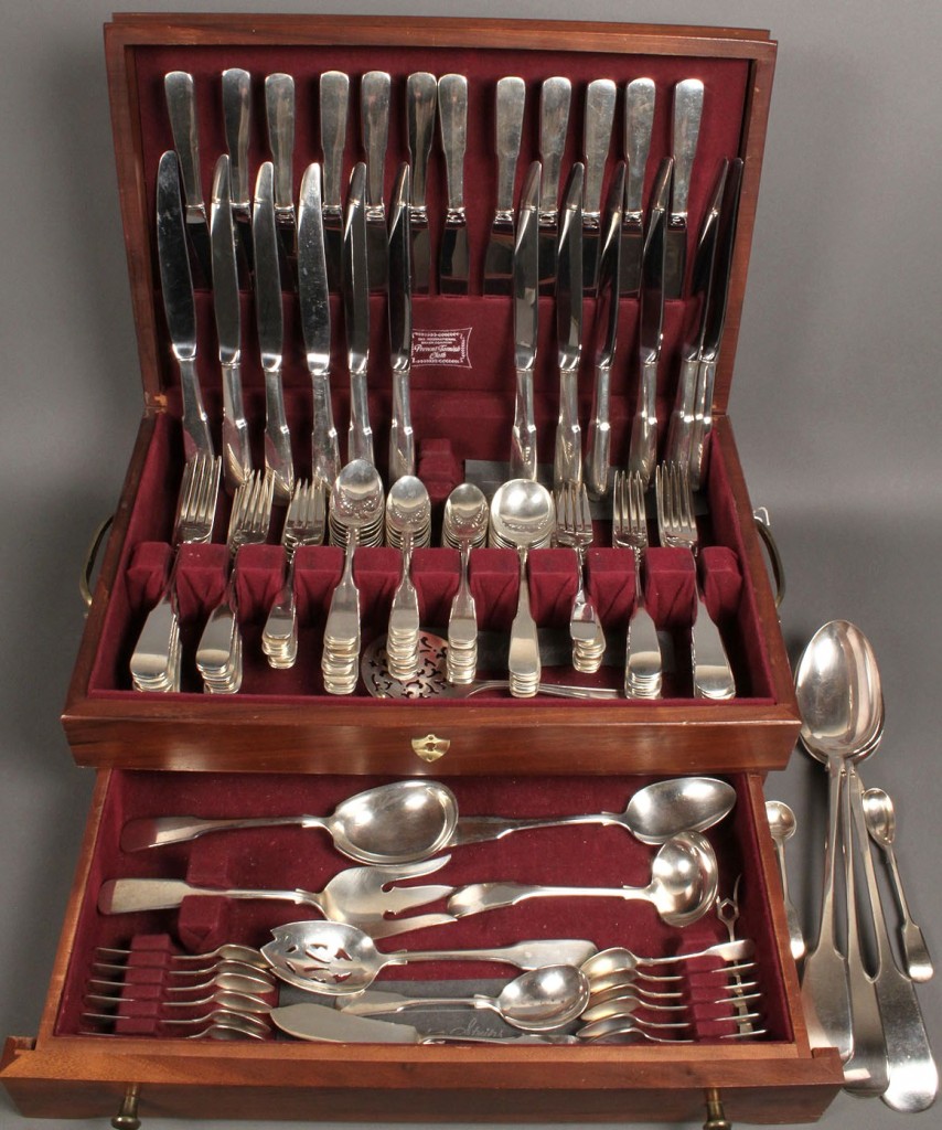 Lot 157: International Sterling Silver Flatware, 1810 Pattern, 127 Pieces plus 2 other