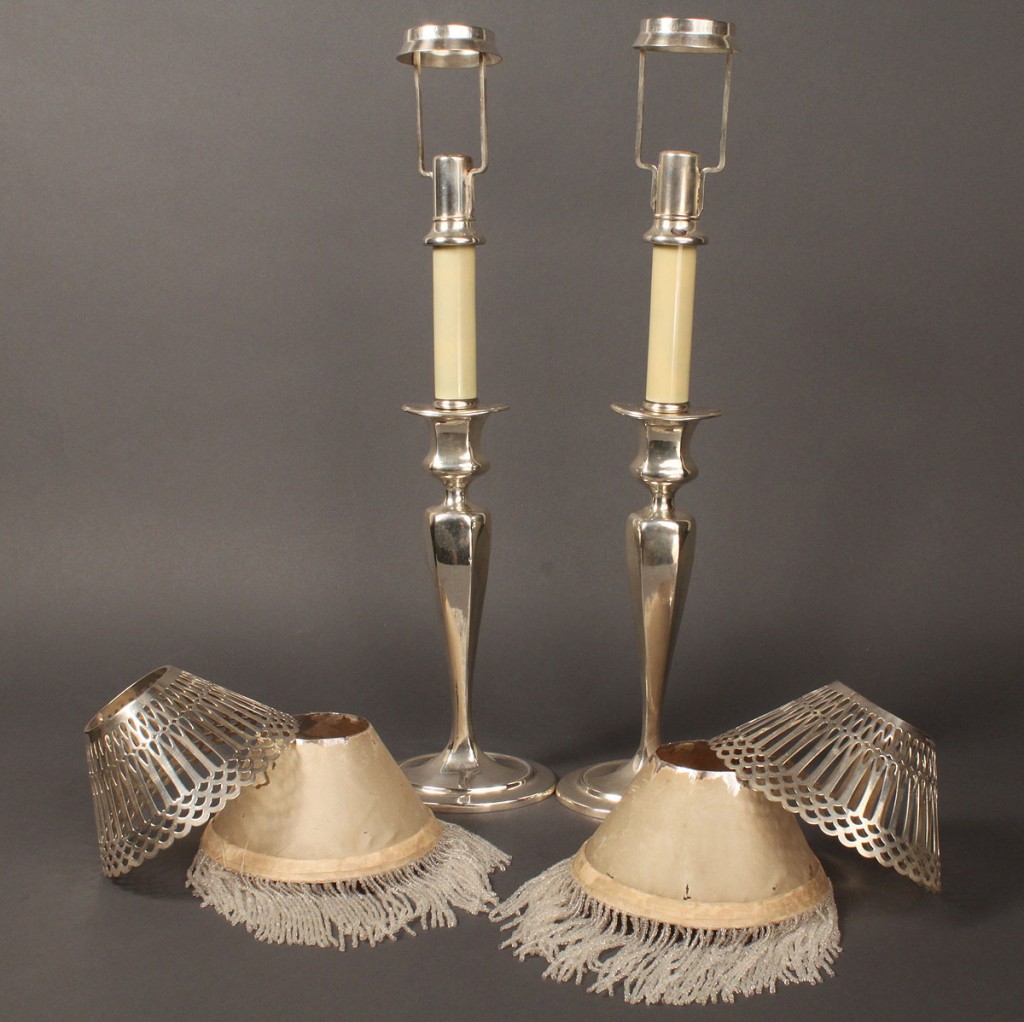 Lot 158: Pair of Tiffany & Co. Sterling Candlesticks, Weighted