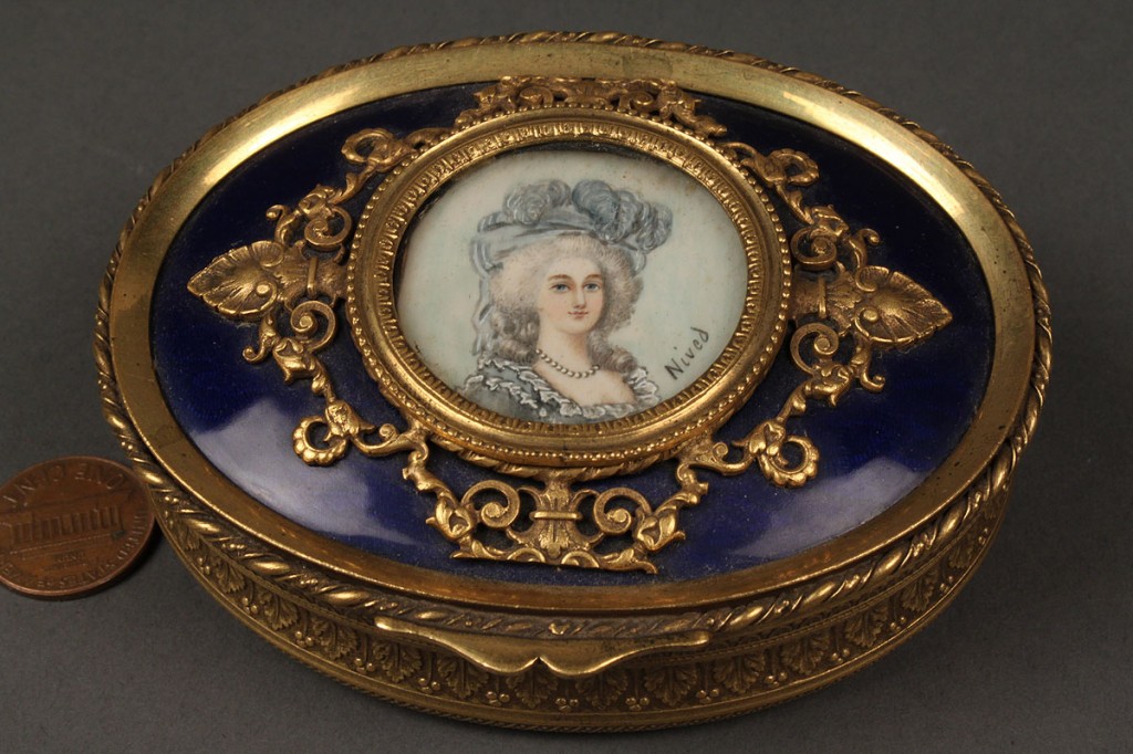 Lot 179: French enamel and gilt bronze portrait box