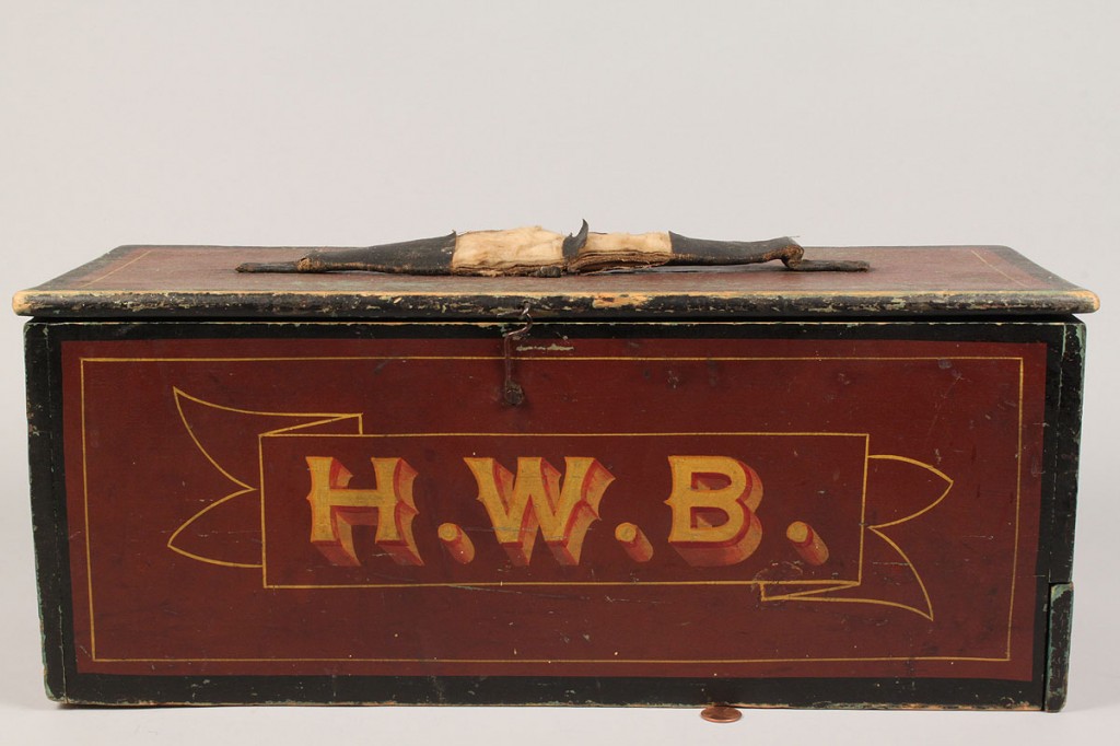 Lot 181: Paint and Stencil Decorated Storage Box