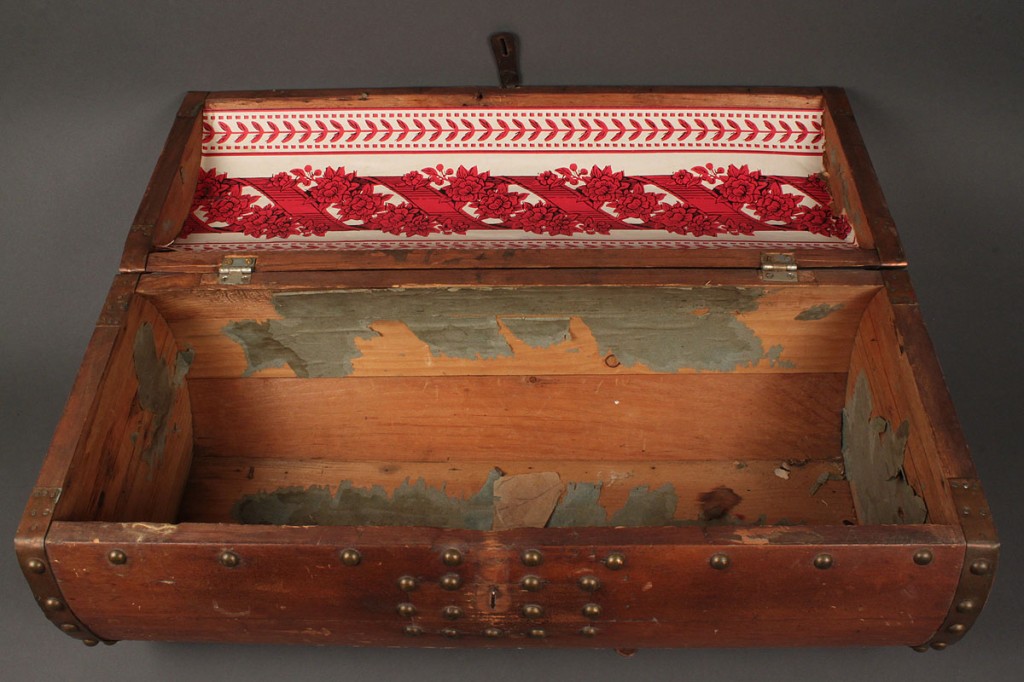Lot 182: Folk art studded barrel box