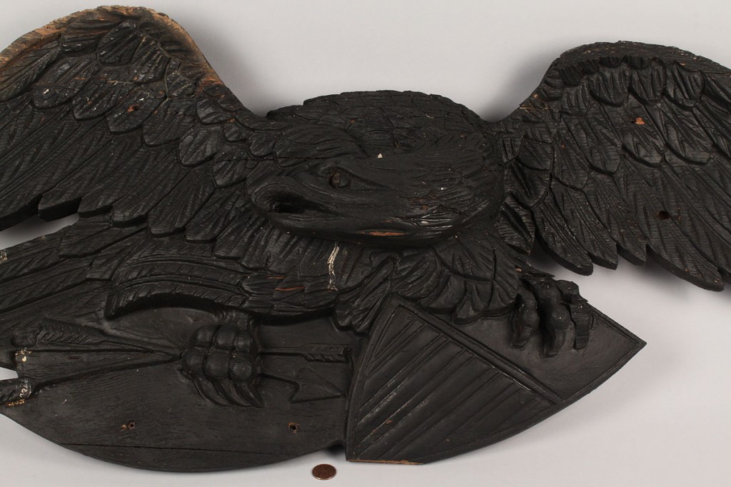 Lot 183: American Carved Pine Wooden Eagle