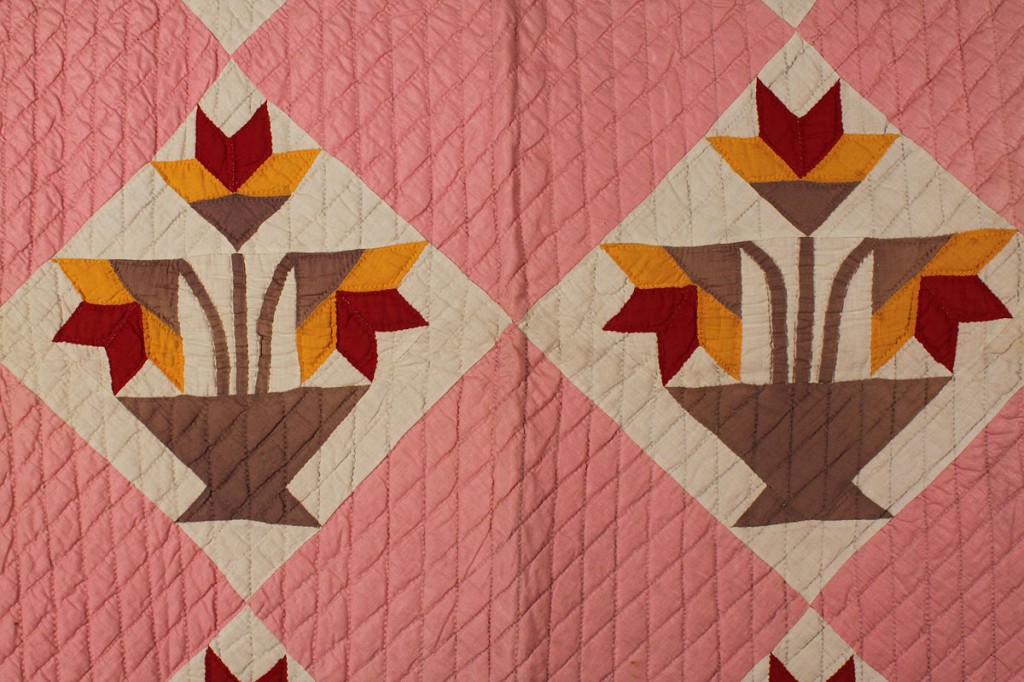 Lot 190: East TN Pieced & Appliqued Quilt, NC Lily Pattern variant