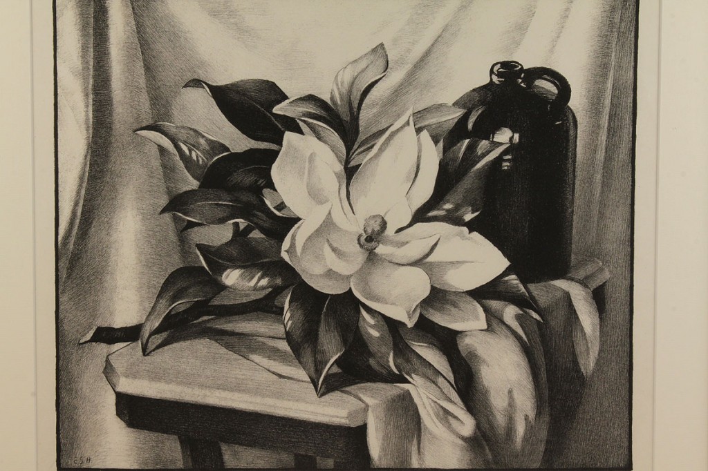 Lot 197: Ella Sophonisba Hergesheimer etching, Southern Magnolia