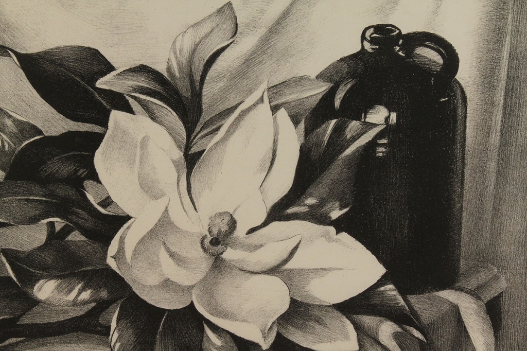 Lot 197: Ella Sophonisba Hergesheimer etching, Southern Magnolia