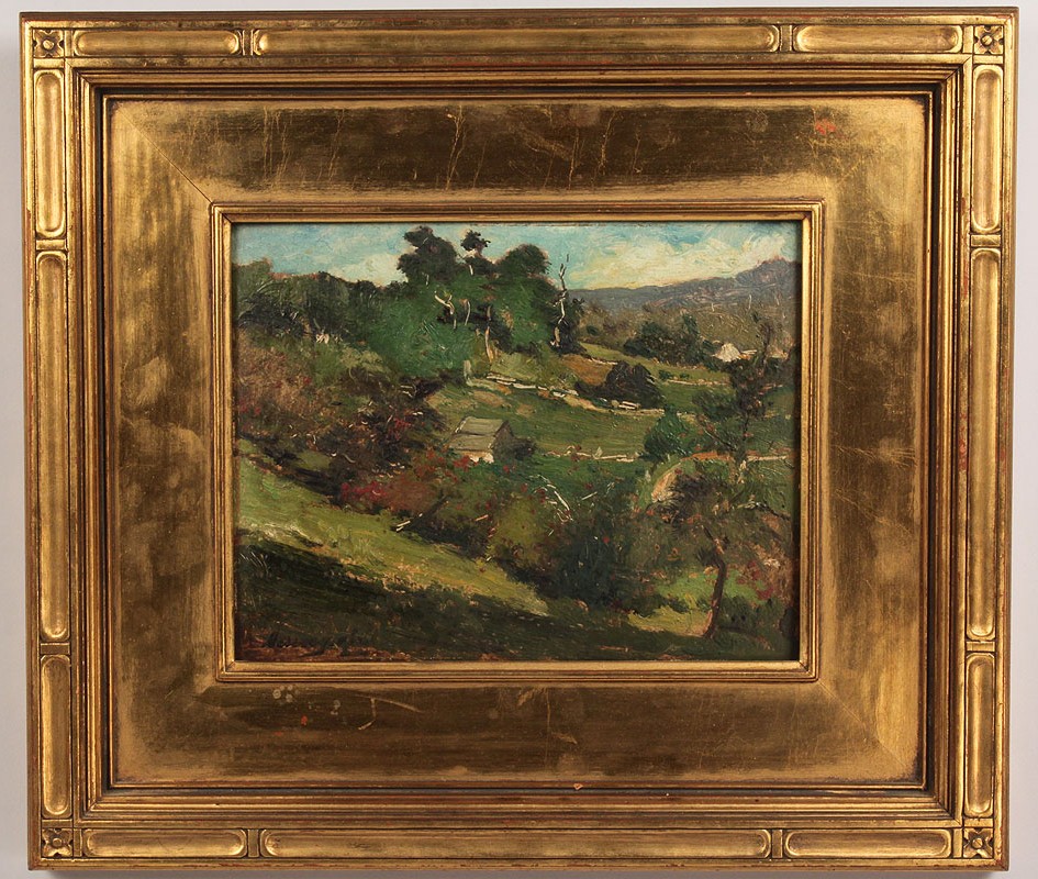 Lot 199: Landscape Oil on Board, Post-Impressionist style