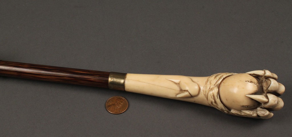 Lot 1: Umbrella with Ivory and rosewood handle