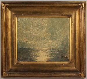 Lot 213: Emil Carlsen Oil on Board, Moonlit Seascape