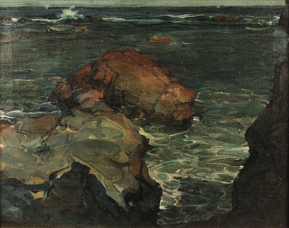 Lot 214: Harold Betts seascape, "November Morning, Coast of Maine"