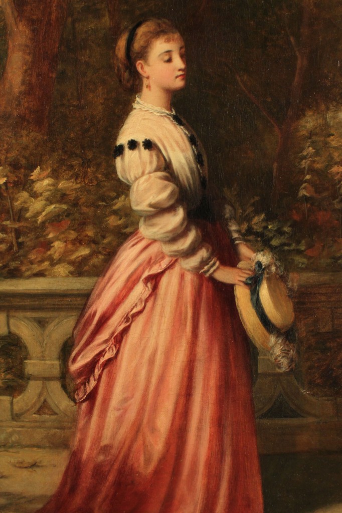 Lot 221: J.H.S. Mann, 19th c. oil, Young Lady in Garden