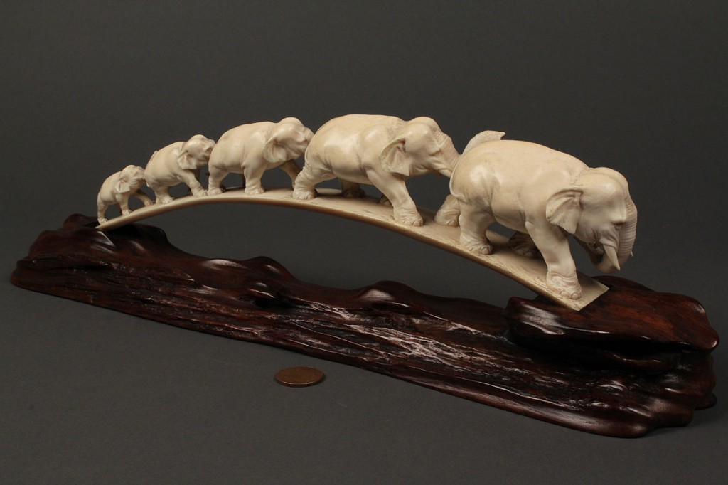Lot 246: Chinese ivory elephant bridge