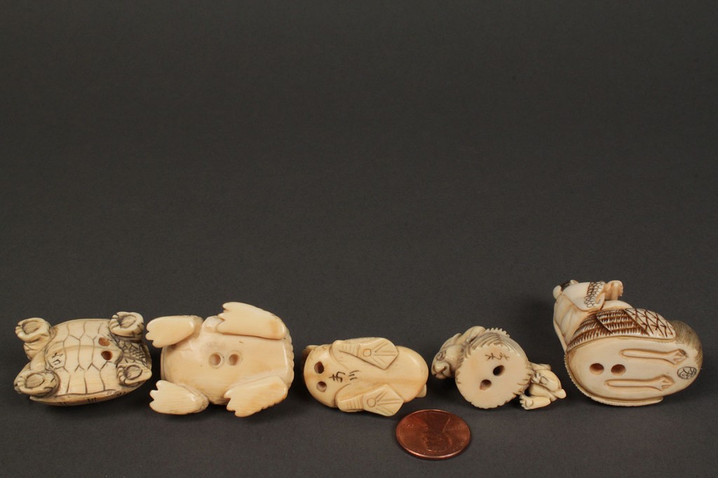 Lot 250: Lot of 5 Carved Ivory Netsukes
